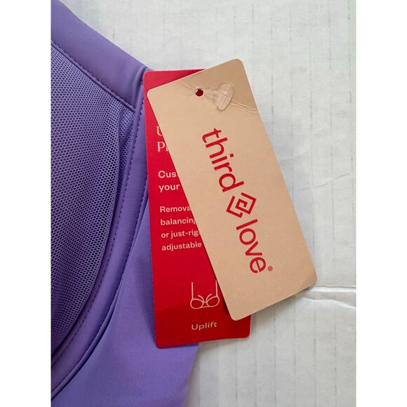Thirdlove Women's 24/7 Classic Uplift Plunge Bra Violet Size 42D Push Up Mesh - Picture 5 of 9
